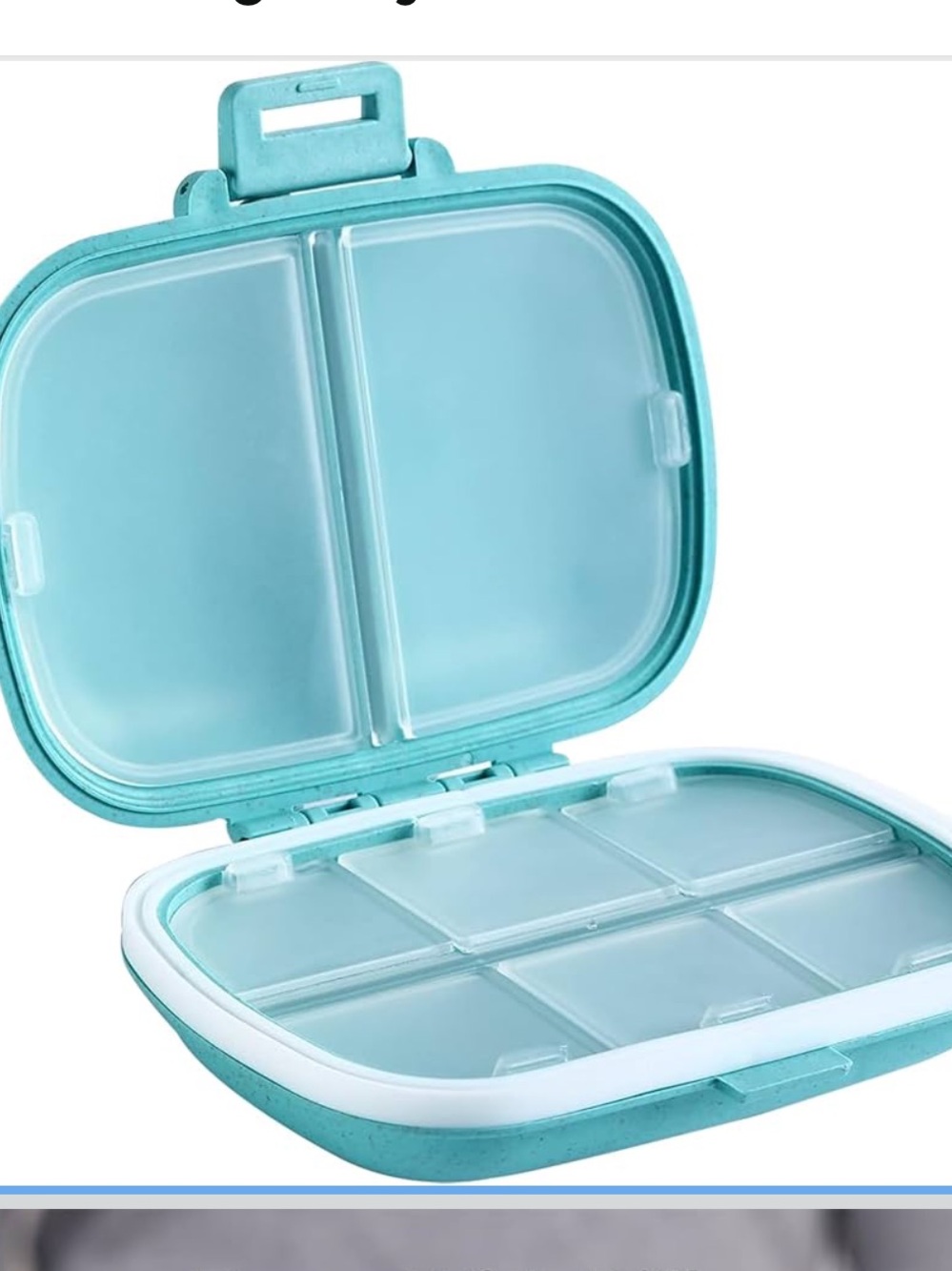 Holii Travel Pill Organizer, 8 Compartments Portable Pill Case Blue